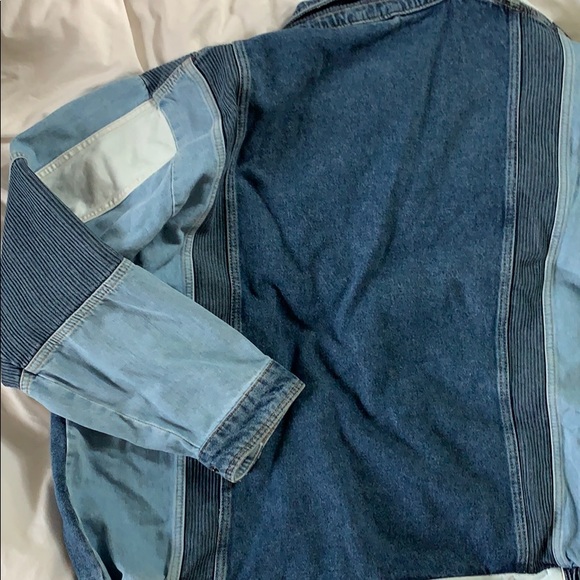 Free People Panel Denim Bomber Jacket 
